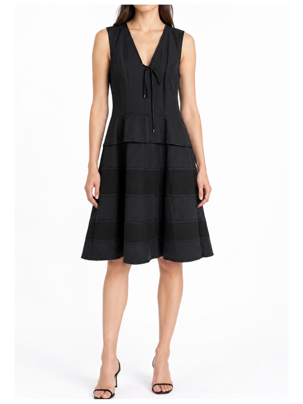 Proenza Schouler A-Line Peplum Knee Length Dress Women's 8 Black